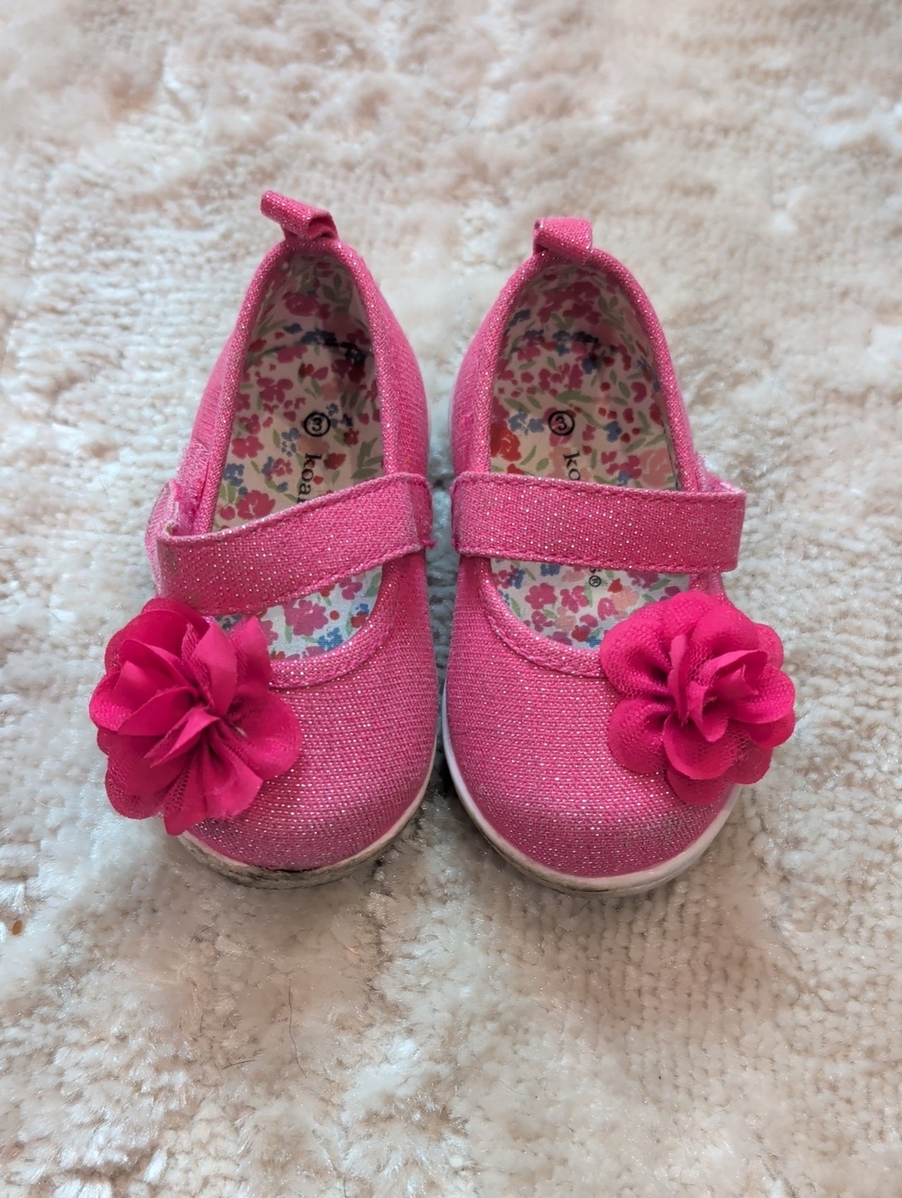 Toddler Pink Sparkle Shoes with Flower Accent